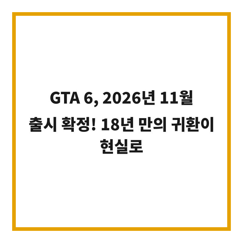 GTA 6, 2026년 11월 출시 확정! 18년 만의 귀환이 현실로